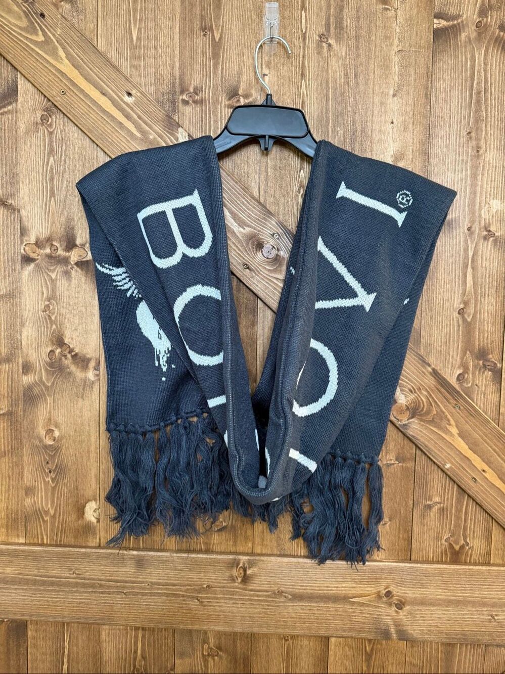 Bon Jovi Black & White Logo Fringe Scarf Rock Band (9155)